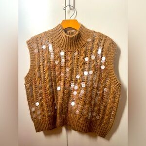 ZARA light brown wool blend sweater vest medium